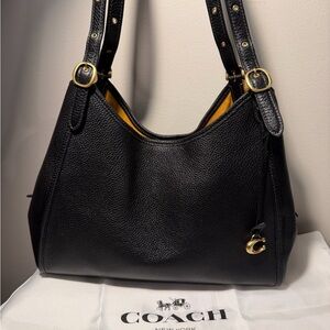 Coach Bella Black Pebbled Leather Shoulder Bag